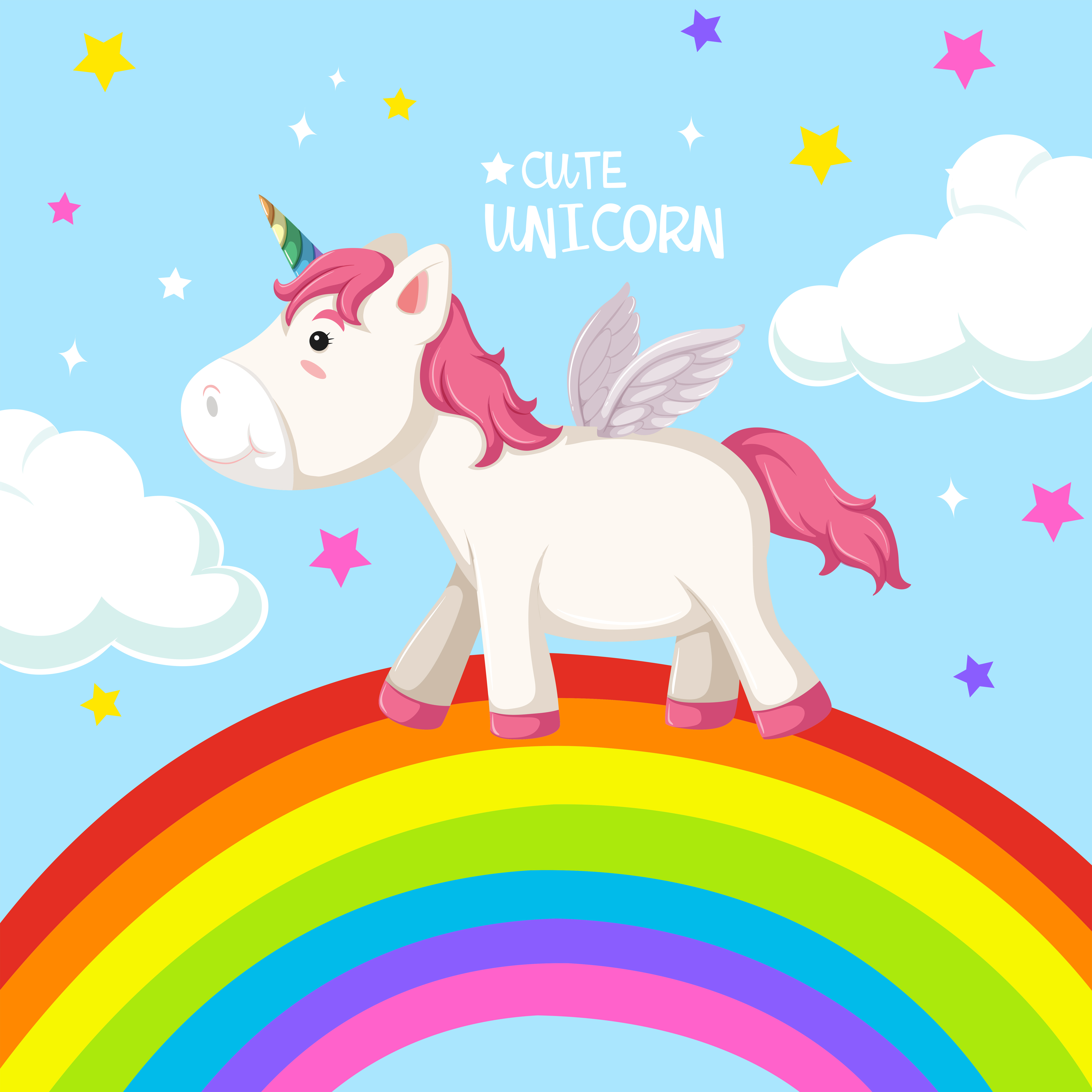A unicorn on rainbow template 302539 Vector Art at Vecteezy