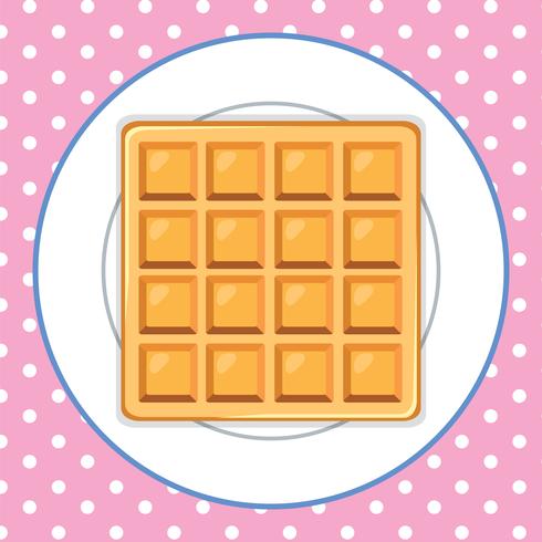 Waffle on Plate Pink Background vector