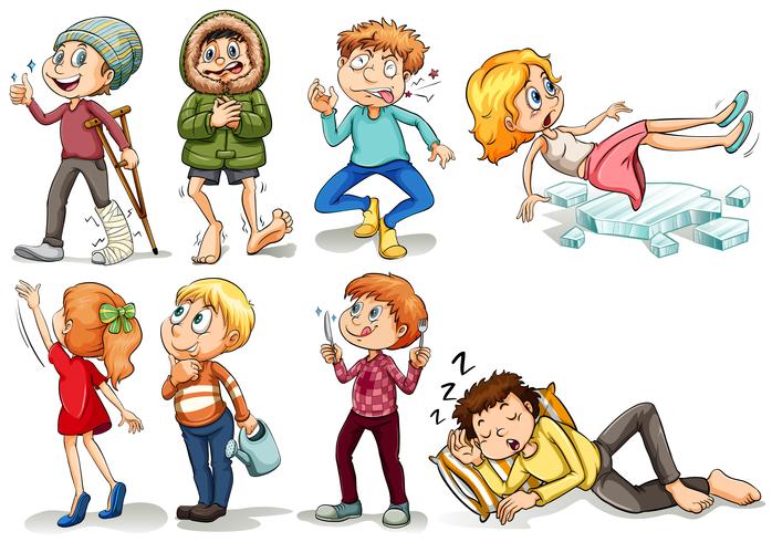People doing different actions vector