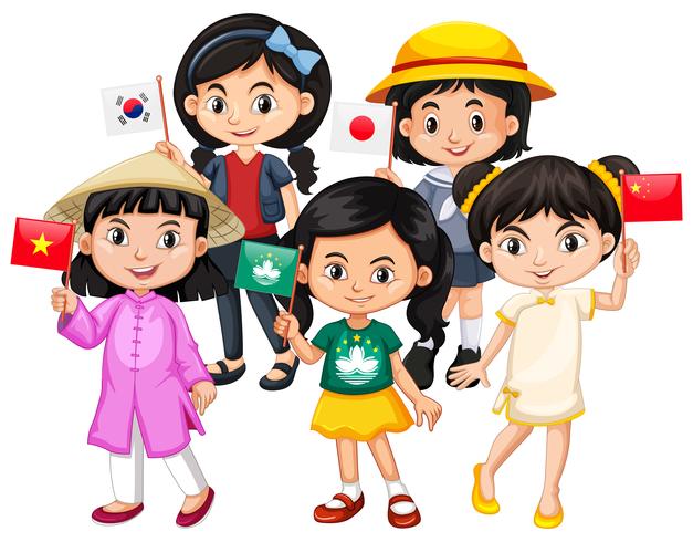 Children holding flag of different countries - Download Free Vector Art, Stock Graphics & Images