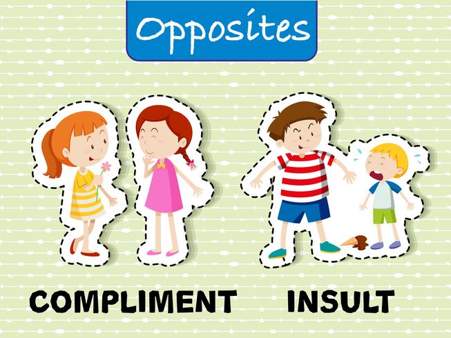 Opposite words for compliment and insult 302576 Vector Art at Vecteezy