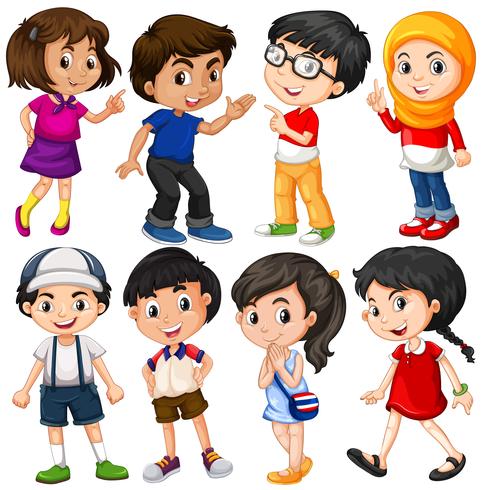 Different characters of boys and girls vector