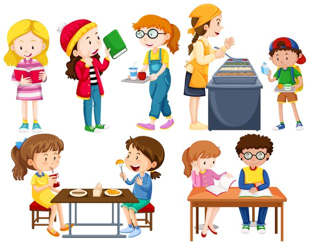 Students doing different activities vector