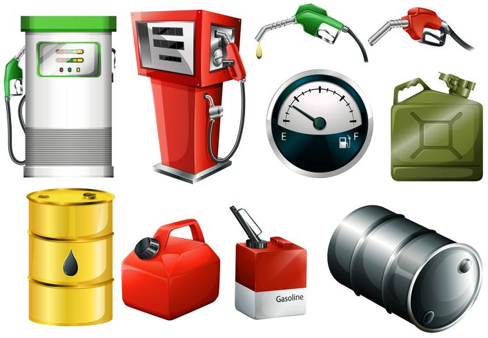 Diferentes latas de combustible vector