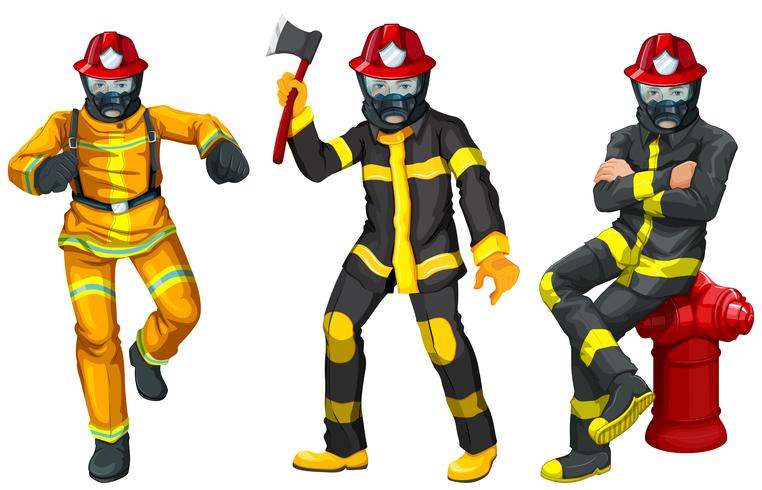 Bomberos en uniforme vector