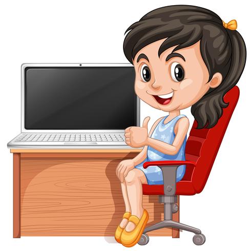 Niña trabajando en computadora - Descargar Vectores Gratis ...