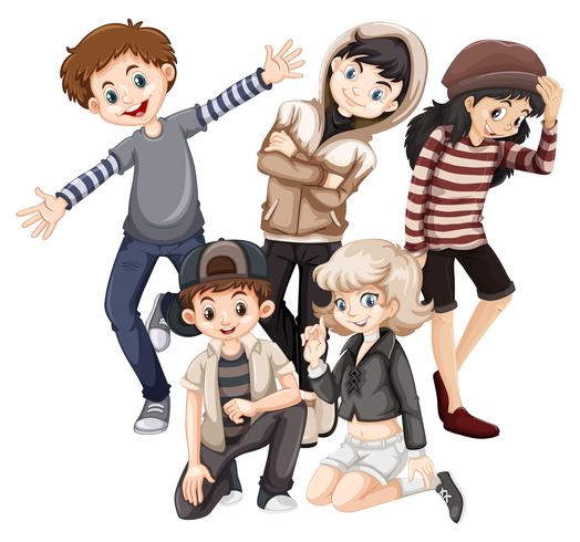 Group of happy teenagers vector