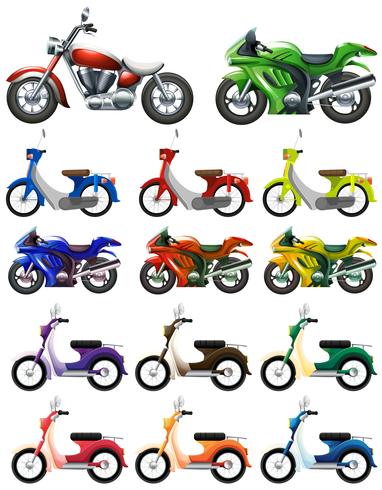 Different types of motocycles vector