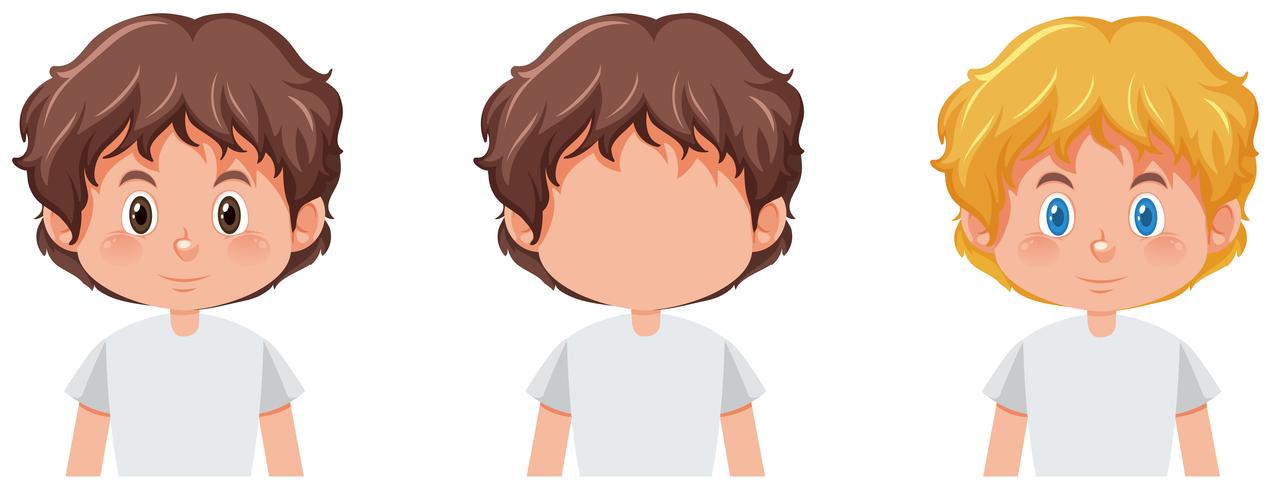 Set of boy with different hair color vector