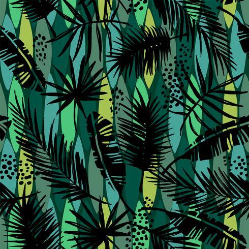 Sin fisuras patrón exótico con plantas tropicales. vector