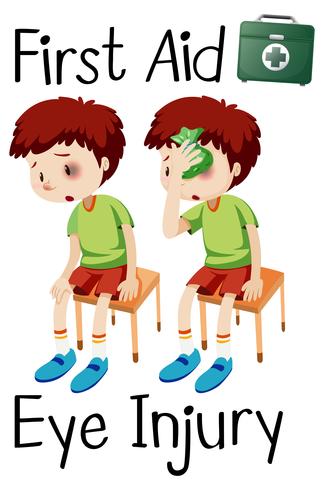 boy first aid eye injury vector