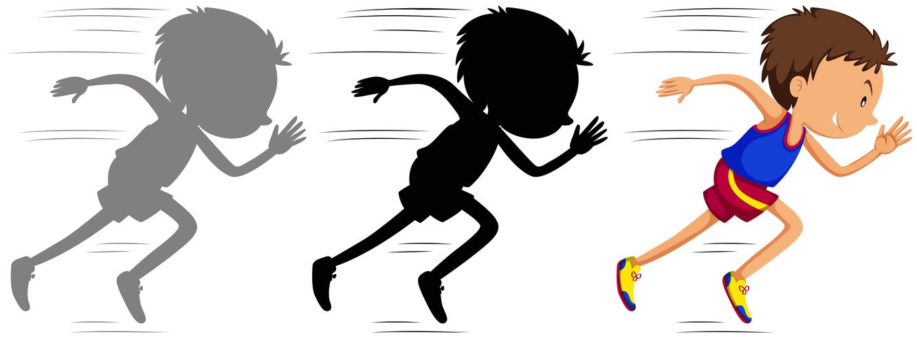 Man running in race with his silhouette vector