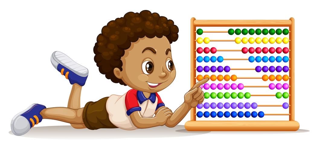 Boy with an abacus vector