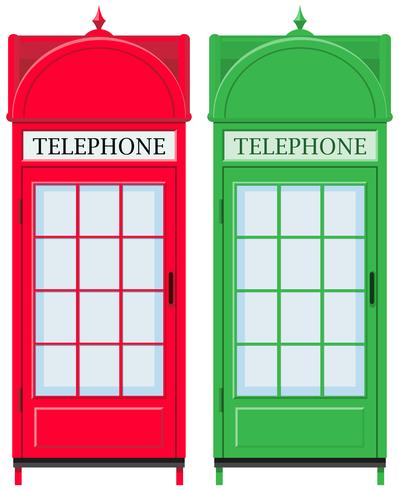 Two vintage telephone booths vector