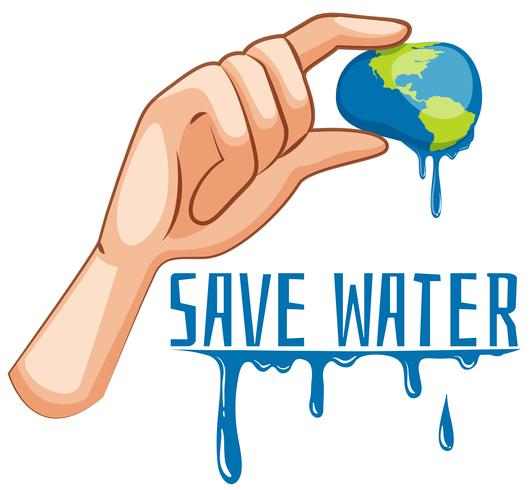 Save water sign with earth being squeezed vector