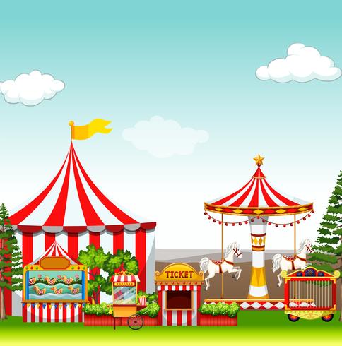 Amusement park with many rides vector