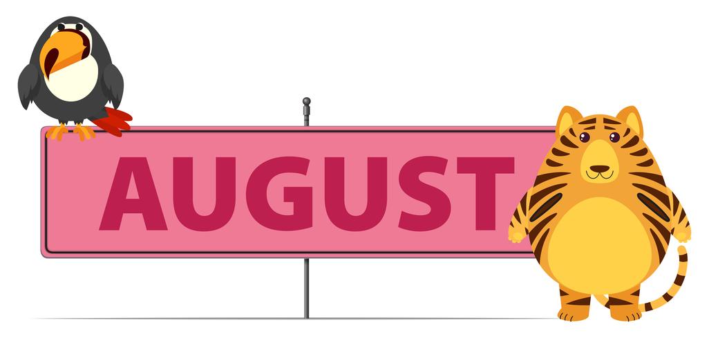 August sign with tiger and toucan vector