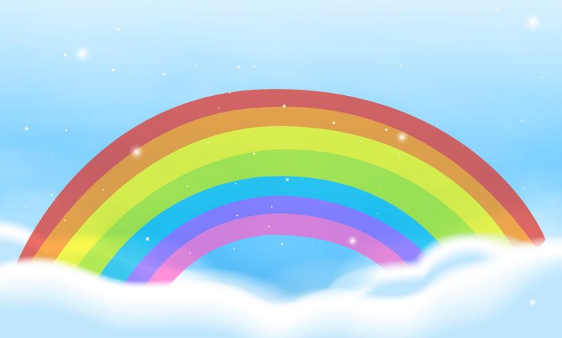 Escena del cielo con brillante arcoiris vector