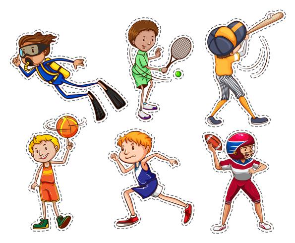 Conjunto de personas haciendo diferentes deportes. vector