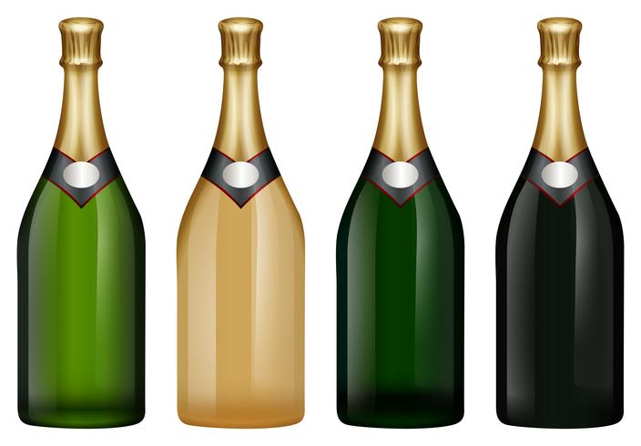 Champagne bottle in many colors vector
