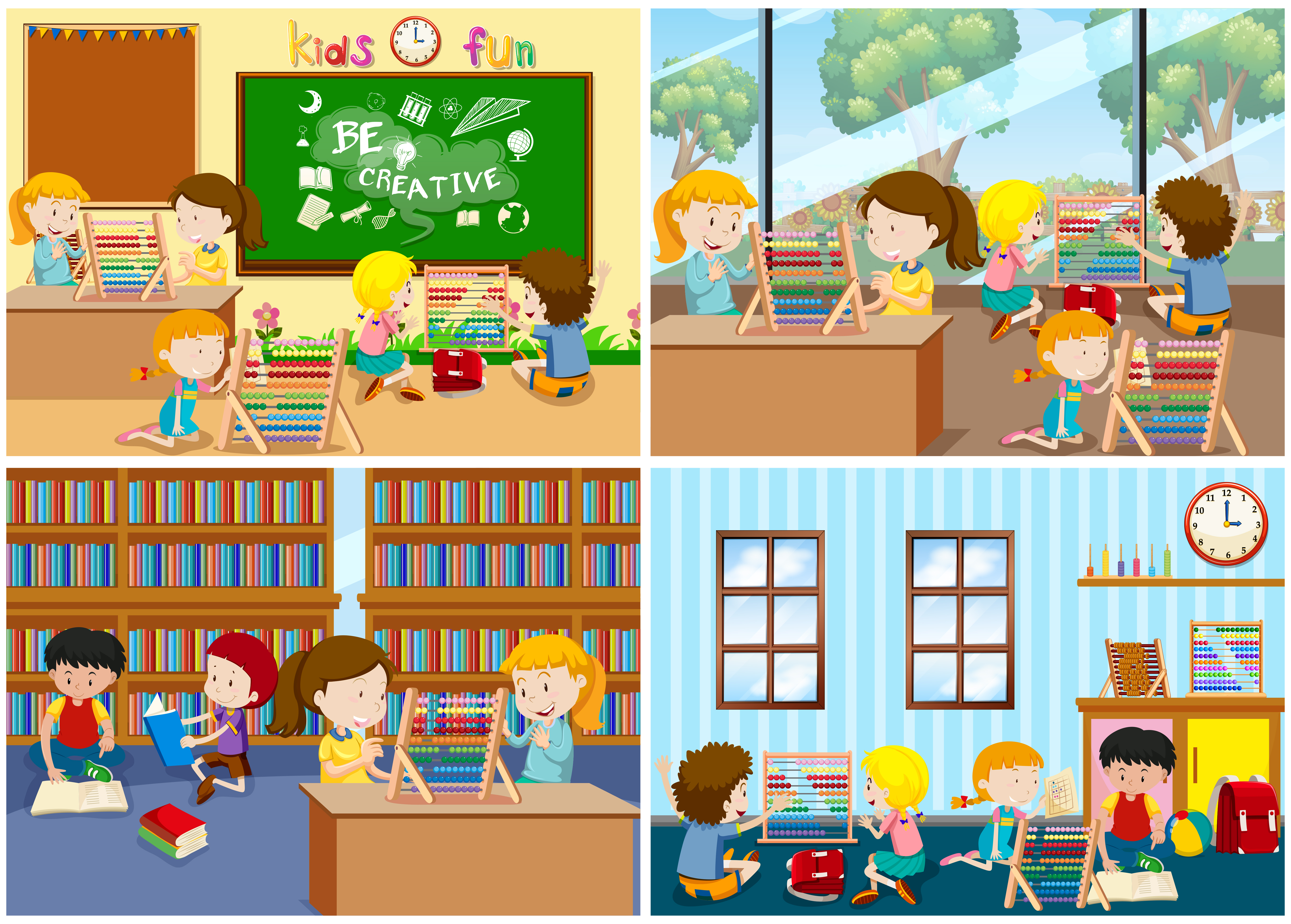Download A Set of Children Learning Abacus - Download Free Vectors ...