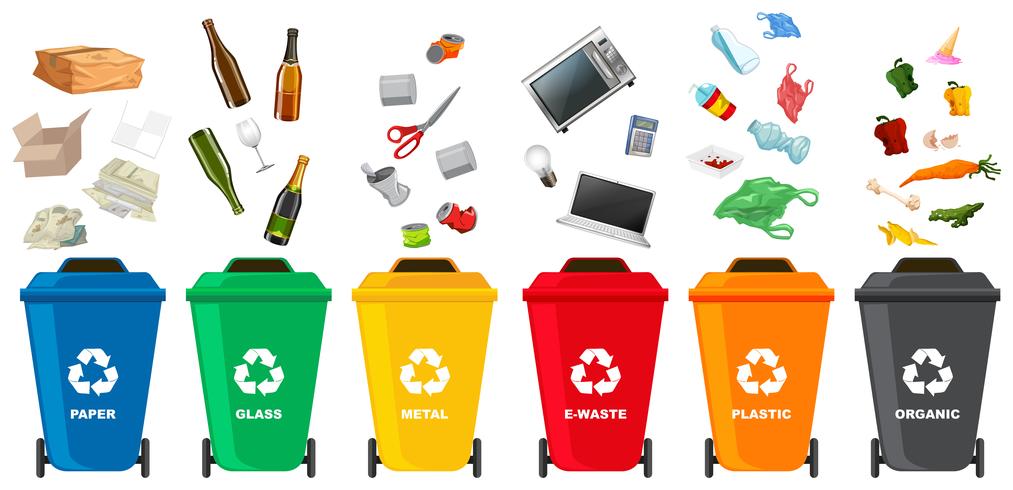 Set of different trash bin vector