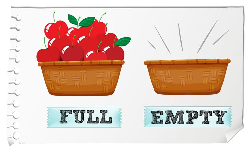 Opposite adjective full and empty vector