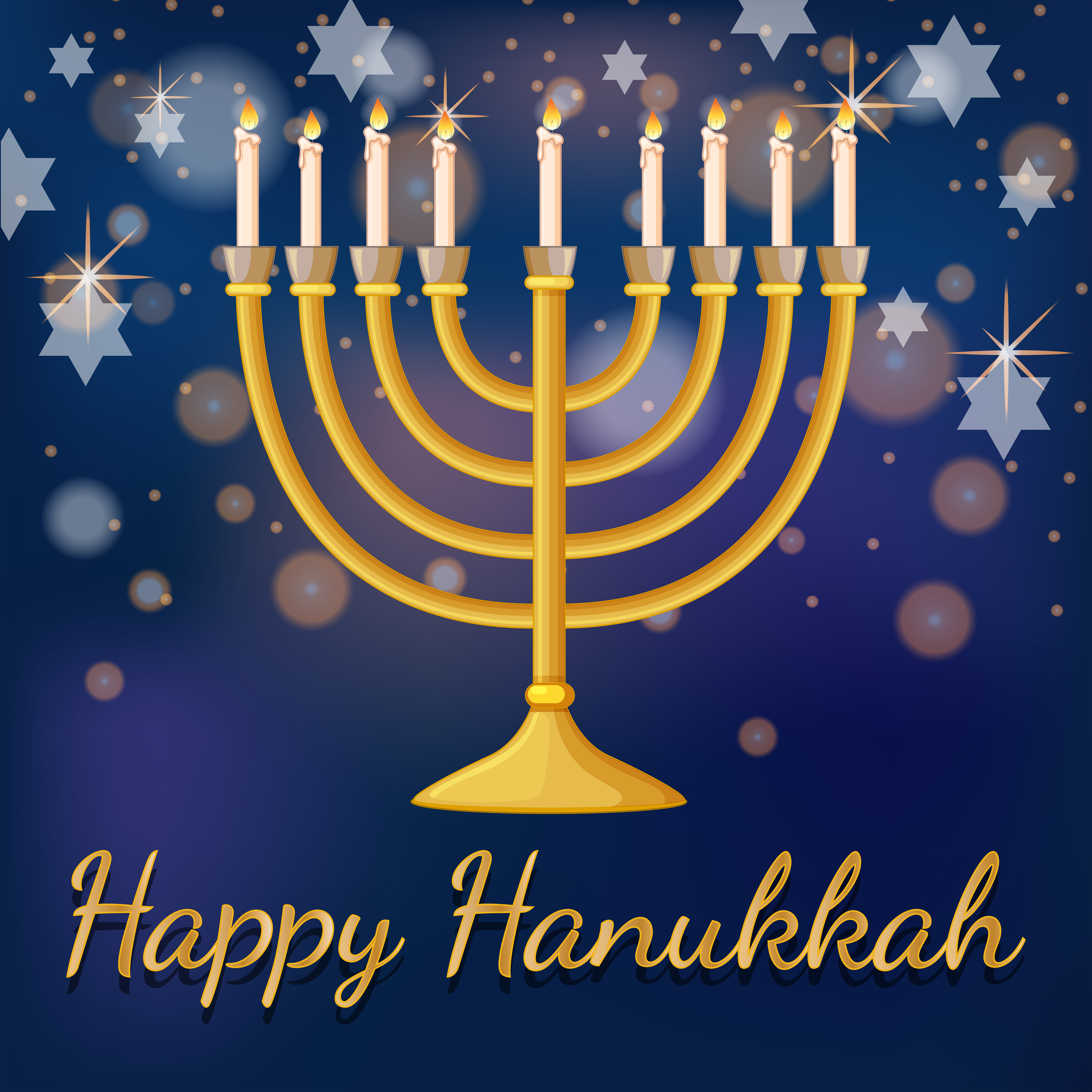 Happy Hanukkah card template with light and stars 302948 Vector Art at