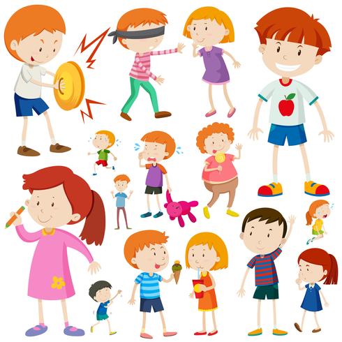 Kids doing different activities vector