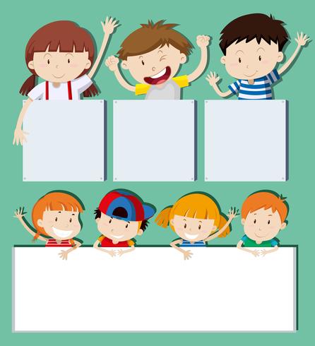 Blank banners with happy children vector