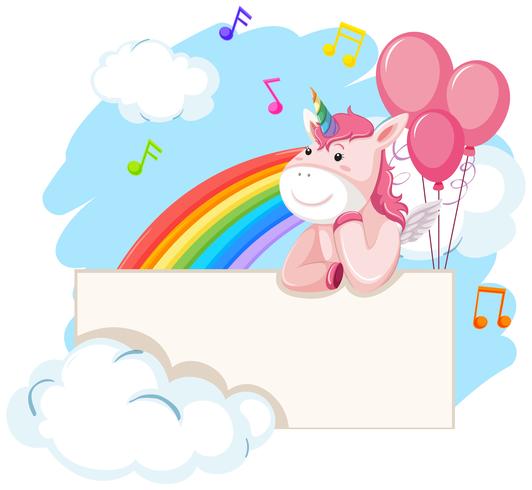 Unicorn on blank banner vector