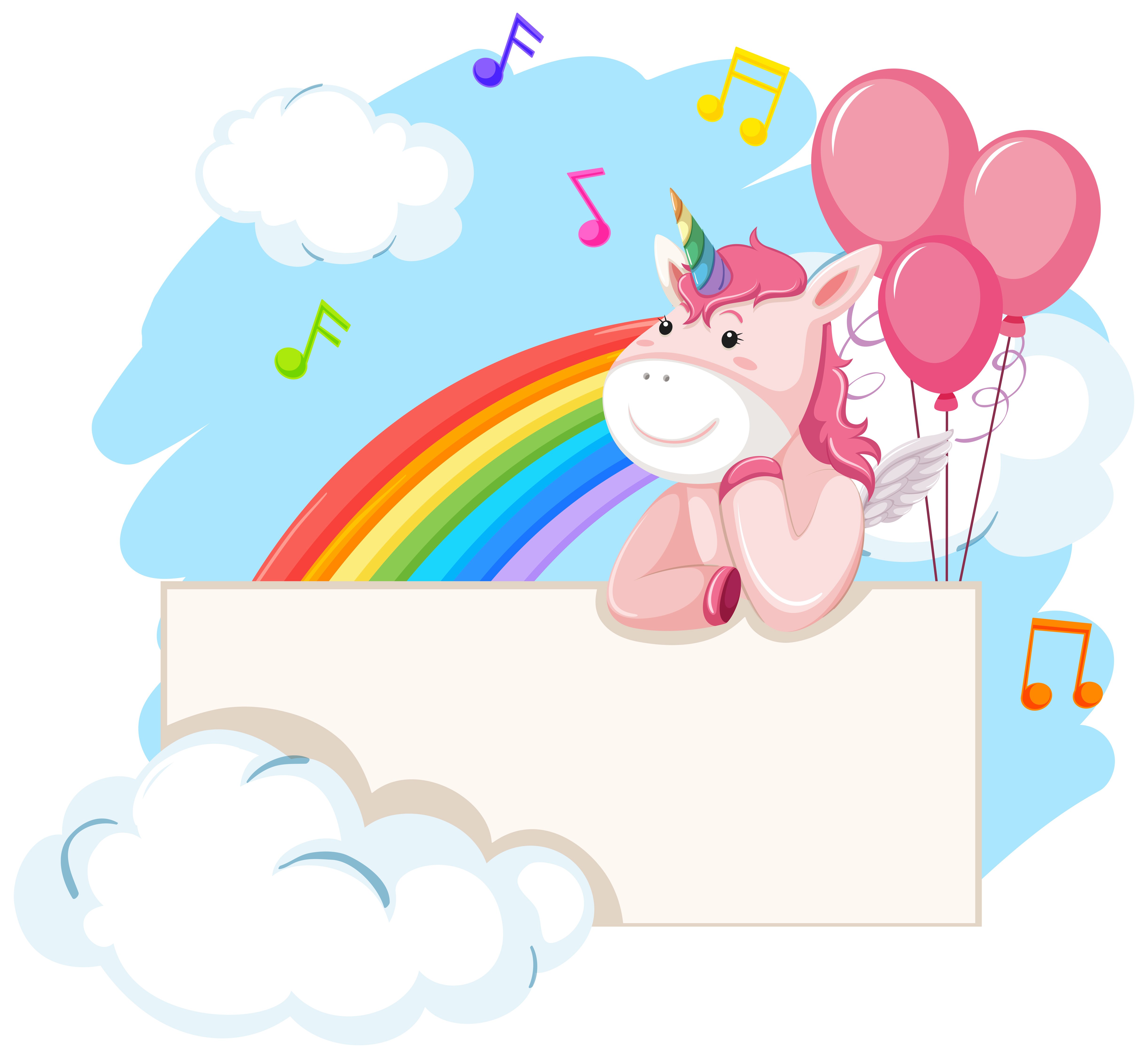 Unicorn On Blank Banner 302975 Vector Art At Vecteezy