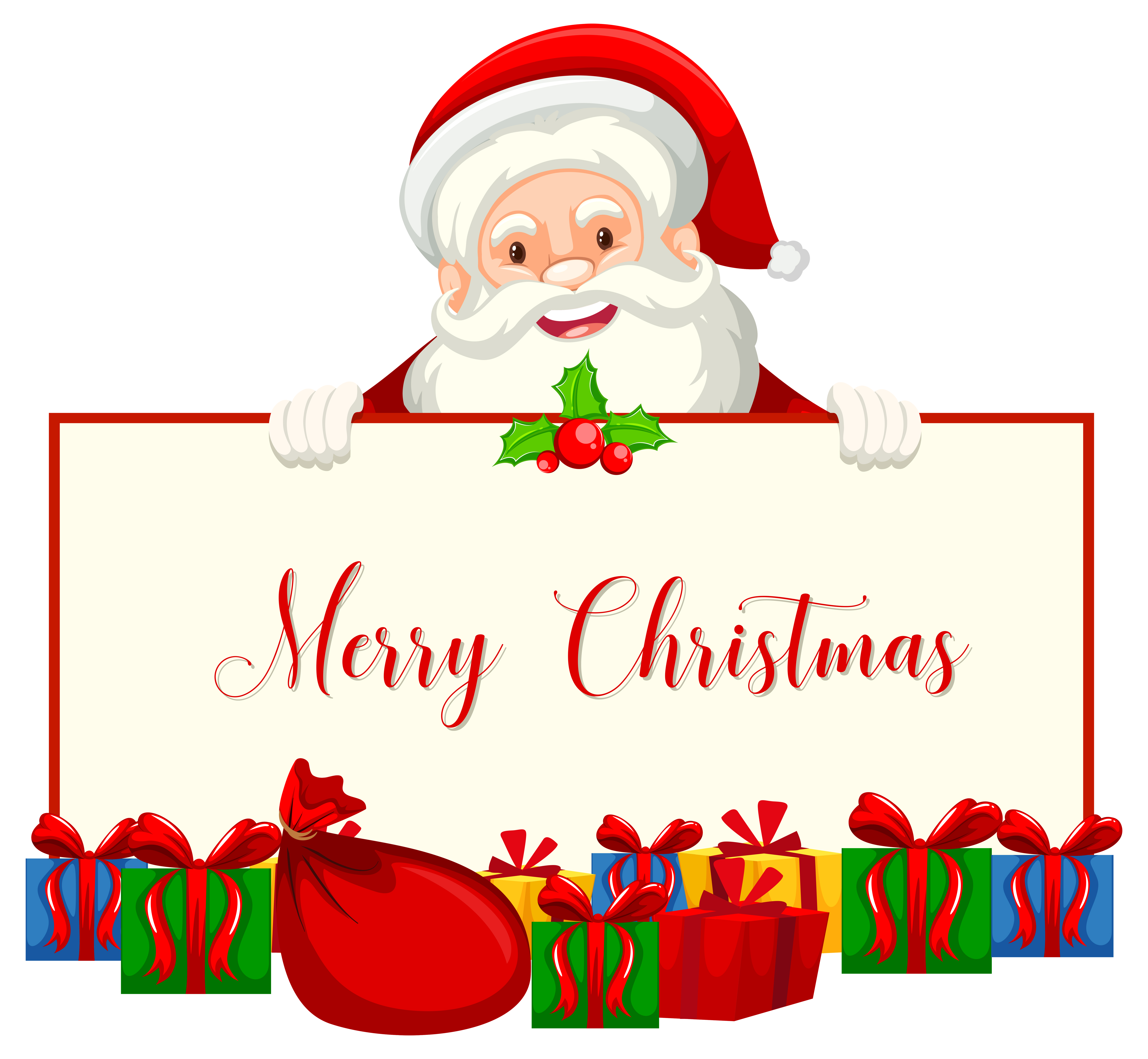 A santa holding christmas banner 302977 Vector Art at Vecteezy