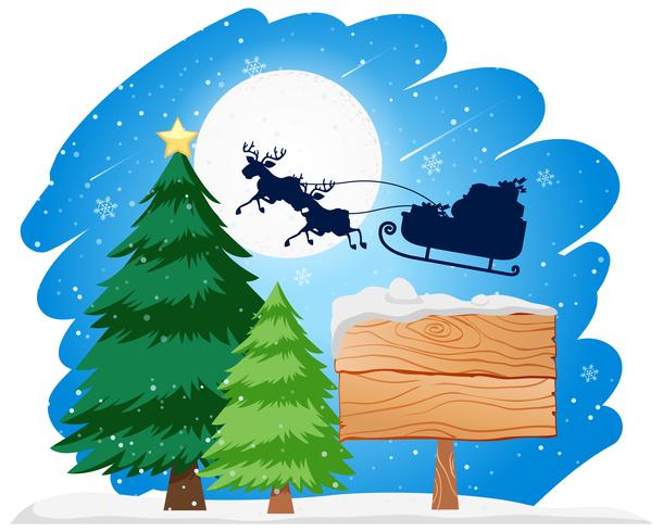 Wooden sign santa in sleigh concept vector