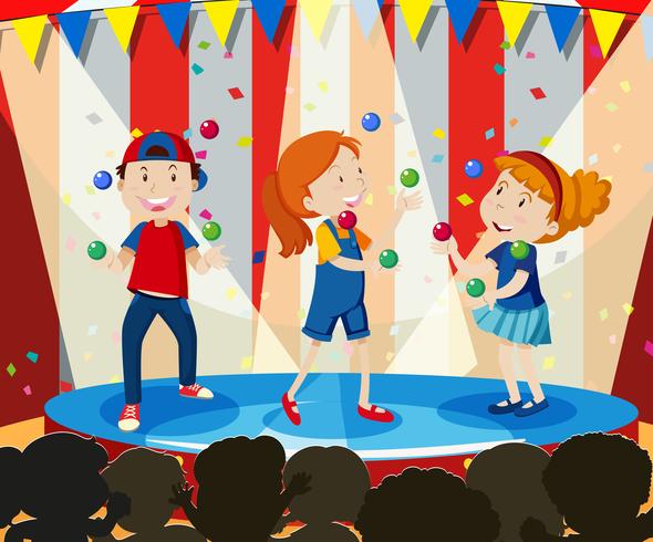 Children Perform Juggling on Stage vector