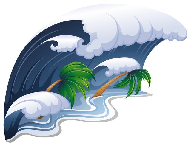 Giant waves over the trees vector