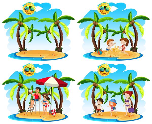 A Set of Sunny Day at the Beach vector