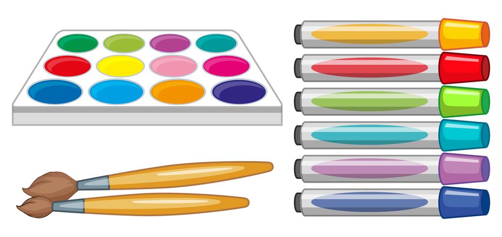 Set of art equipments vector