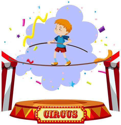 A Boy Tightrope Walking Circus vector