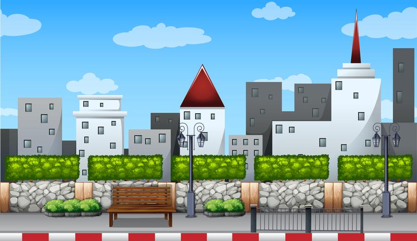 Scene with buildings in the city vector