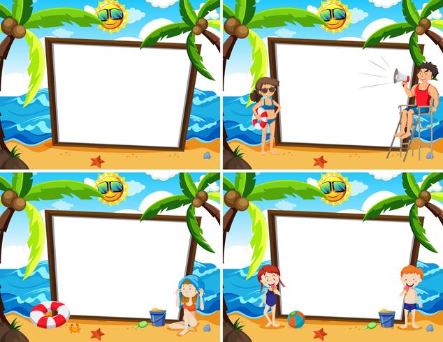 Whiteboard Template Summer Beach Theme vector