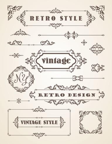 Set of Retro Vintage Badges, Frames, Labels and Borders. vector