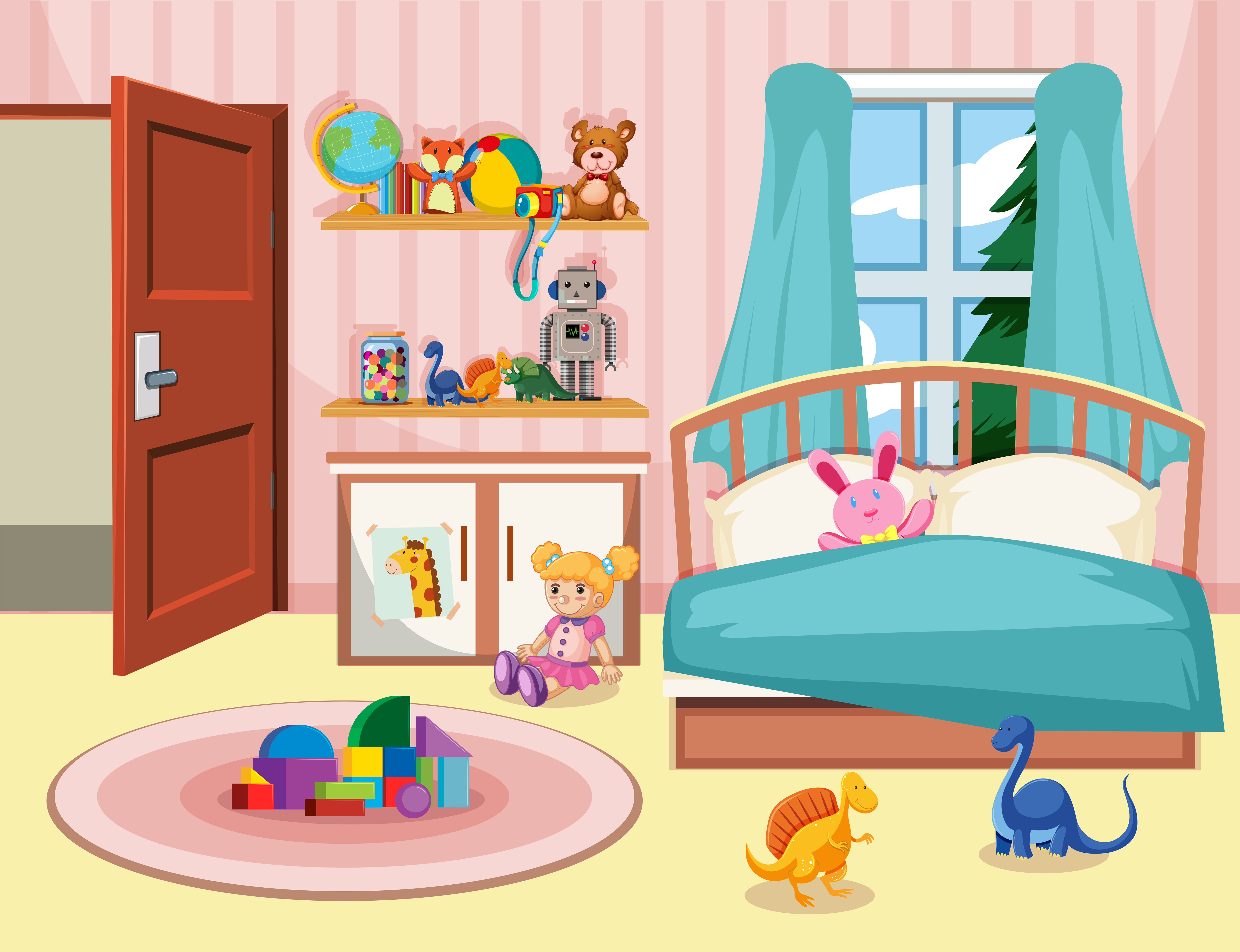 A kid bedroom background 303234 Vector Art at Vecteezy