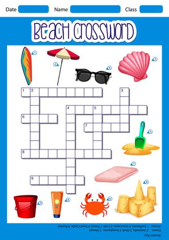 Beach element crossword template vector