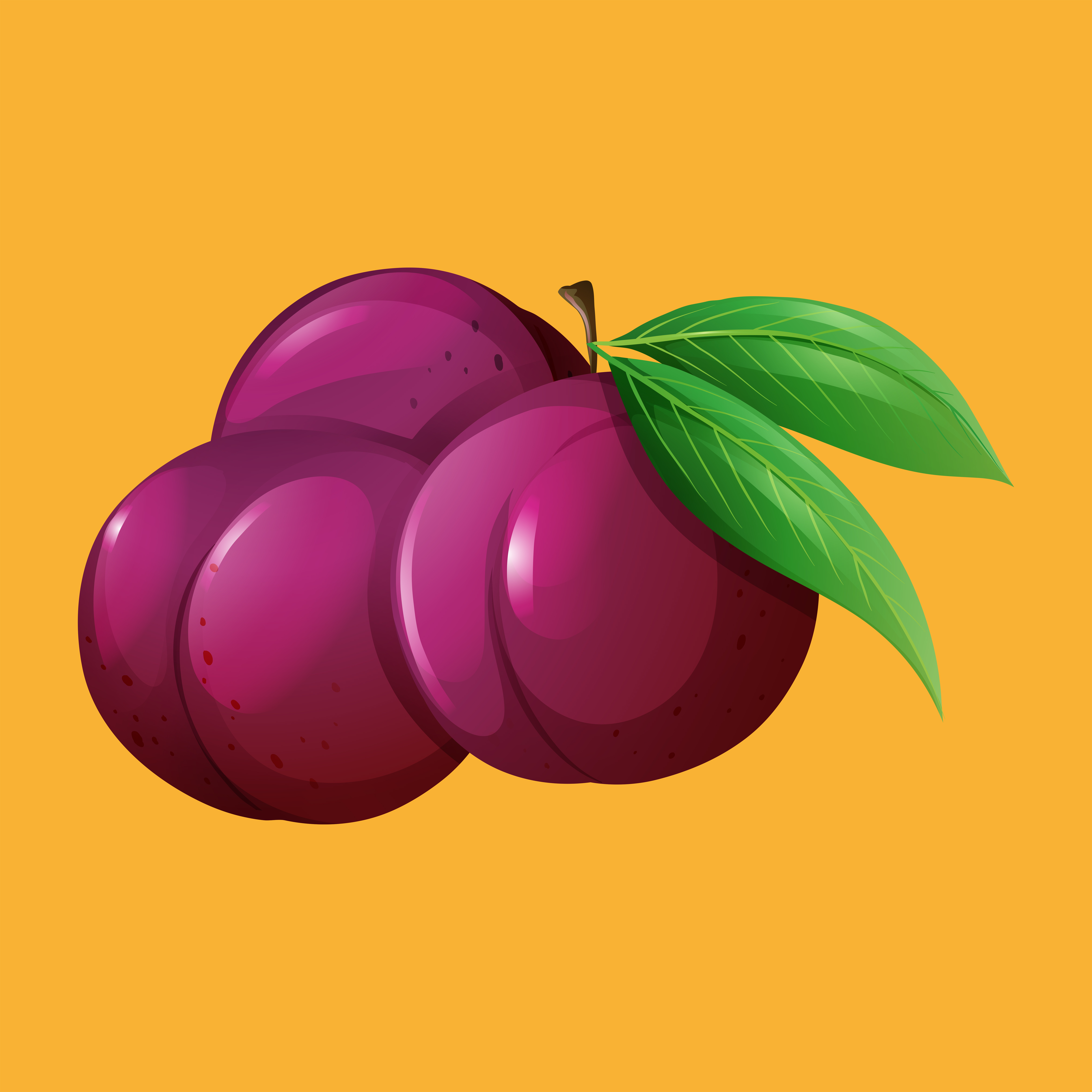 Plum Fruit on Yellow Background 303251 Vector Art at Vecteezy