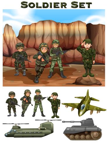 Soldiers fighting in the battle field vector