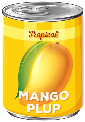 Lata de pulpa de mango tropical. vector