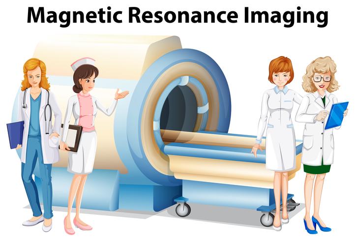 Nurses and doctors by the magnetic resonance imaging vector