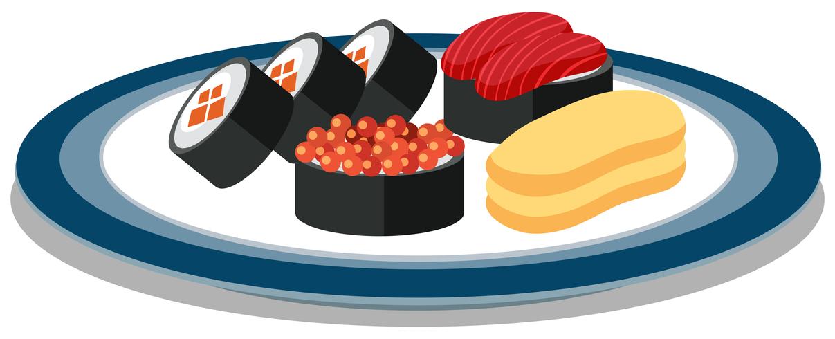 Un juego de sushi japonés vector