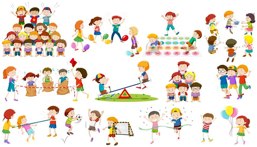 Children play different kind of game vector